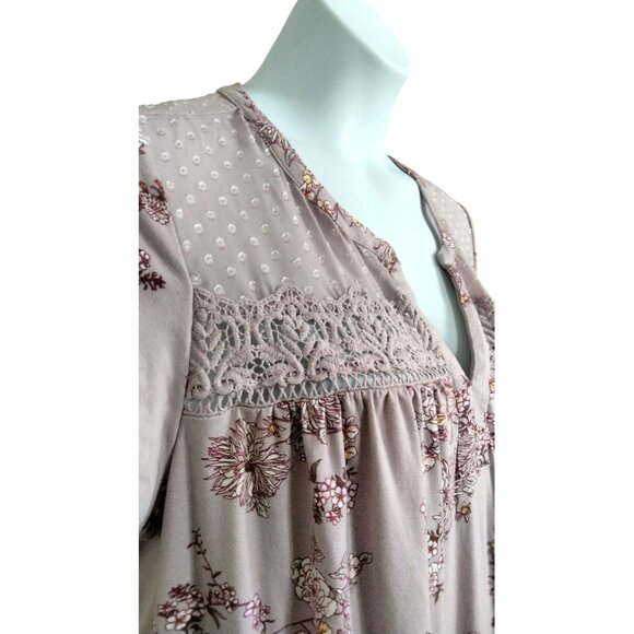 Cloth & Bloom Top Size 2X Floral Print Lace Detail Sleeveless Mauve Boho Blouse - Picture 5 of 11